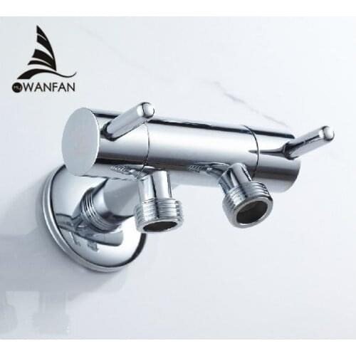 Faucet Replacement Parts Chrome Brass Triangle Stop Valve Single Inlet Double Outlet Double Control Three way Angle Valve 8286