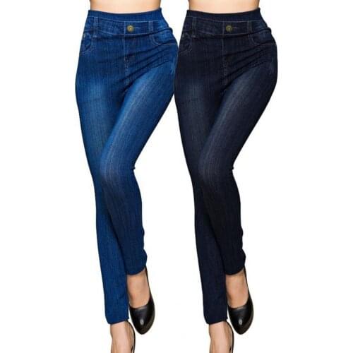Women Denim Jeans High Waist Jeans Stretch Pockets Button Denim Pants Trousers for Women Long Skinny Pencil Pants Jeans