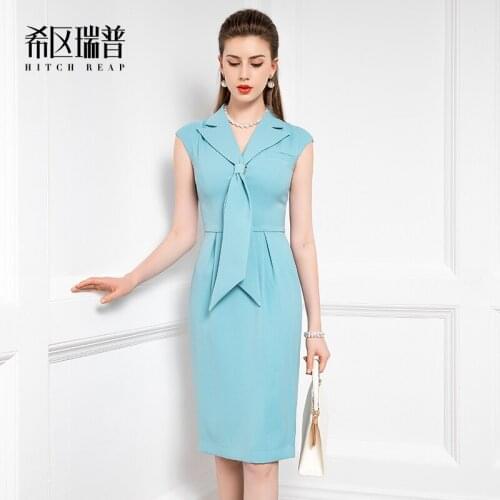 High End Dress Womens Summer 2021 New Retro Fashion Navy Collar French Slim Dress