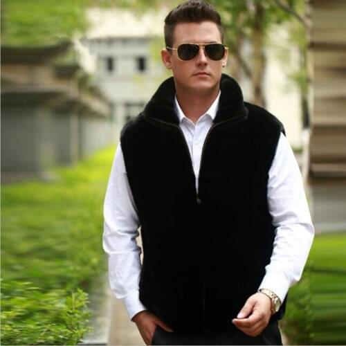 Vest Coat Men Slim Retro Zipper Sleeveless Stand Collar Black Solid Color Thick Casual Tops Wild