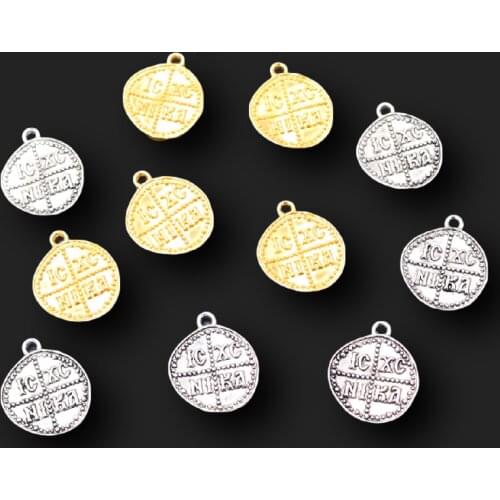 10pcs Crosses Tag Pendants, Constantine Coin Pendant, Byzantine Cross, Christian Pendant, Greek Disc ICXC 24*20mm A2165