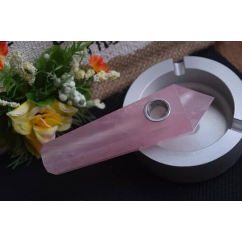 100%natural rose quartz crystal pipes healthy gemstone smoking pipe for sale