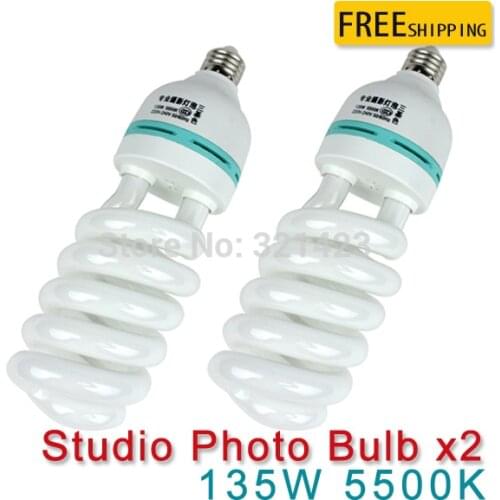 2 pcs 135W E27 5500K CFL Photography Lighting Video Bulb Daylight Balanced Energy Saving fluorescent Lamp photo studio