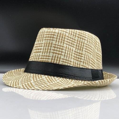 2019 Fashion Summer Straw Mens Sun Hats Fedora Trilby Gangster Cap Summer Beach Cap Panama Hat Sombrero Travel Sunhat
