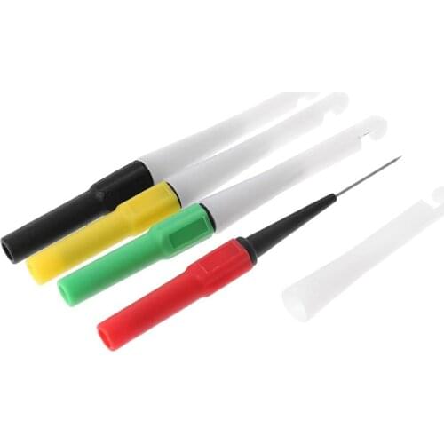 4pcs Socket Insulation Piercing Clips Needle 4mm Non-Destructive Back Probe Pin Test Probes Wire Insulation Piercer Clip