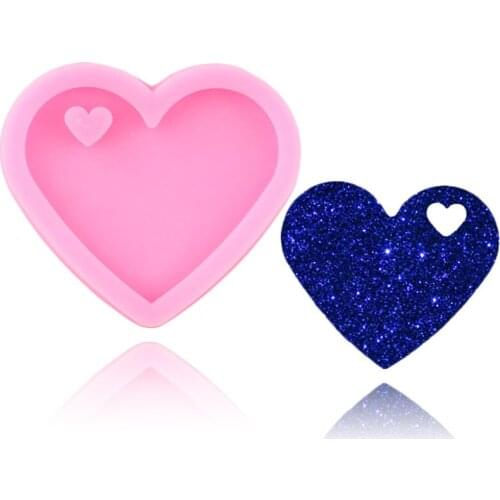 Shiny Valentine Heart Shape Mold DIY keychain Jewelry Epoxy Mould Silicone Resin Crafting Keychain Jewelry Love Silicone Molds