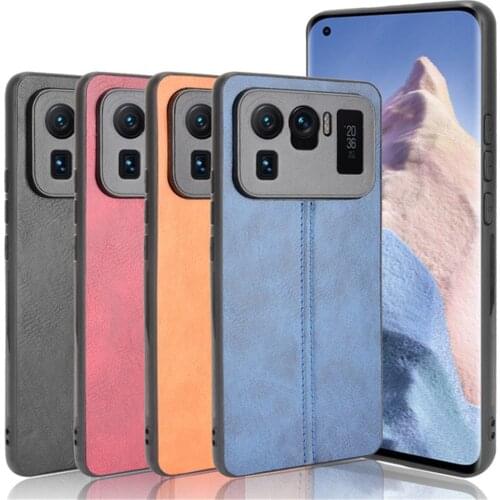 For Xiaomi Mi 11 Ultra Case Luxury Calfskin PU Leather lines Hard Back Cover Case For Xiaomi Mi 11Ultra Mi11 Full Phone Case