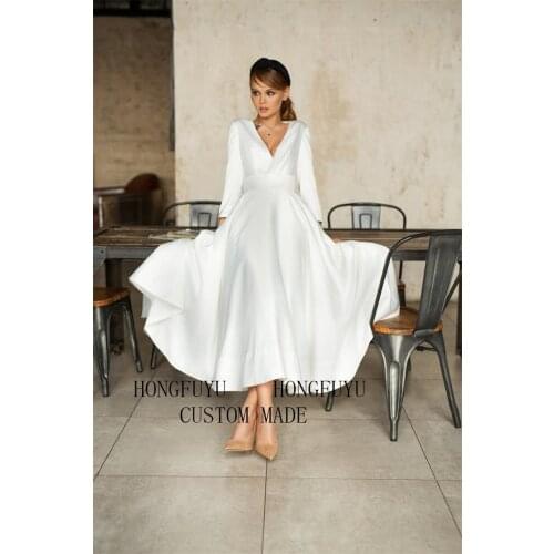 Dubai White Prom Party Gowns A-Line Long Sleeves Formal Evening Wear Short Prom Dresses