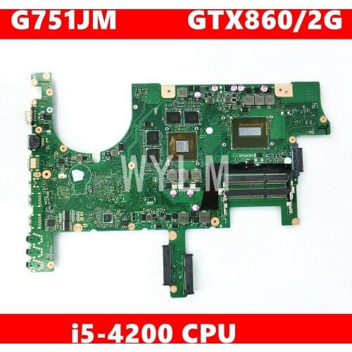 G751JM i5-4200HQ CPU GTX860M 2GB N15P-GX-A1 REV 2.2 Motherboard For ASUS G751J G751JM Mainboard DDR3 100% Tested free shipping