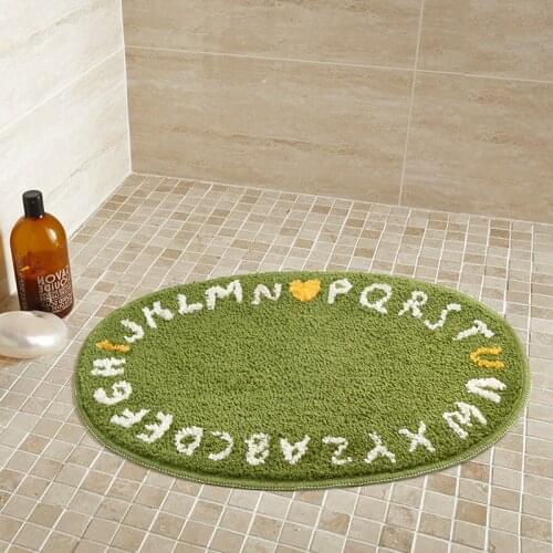 English Letters Bathroom Rug Fluffy Flocking Entrance Carpet Area Floor Pad Tub Side Mat Doormat Aesthetic Home Room Decor