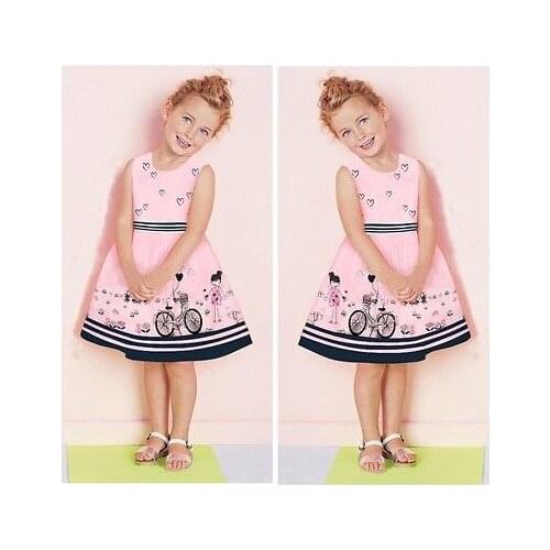 2015 New Kids Baby Girls Summer Beauty Anime Dress Cartoon Love Dress 2-7Y