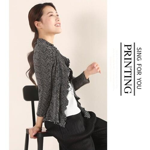 HOT SELLING Fashion miyake fold of turn-down collar striped coat IN STOCK