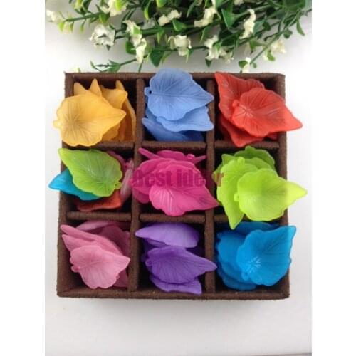 200pcs/lot Frosted Acrylic Beads,Many color to choose 24*33mm Frosted Acrylic Leaf Charm Pendant Beads Free Shipping