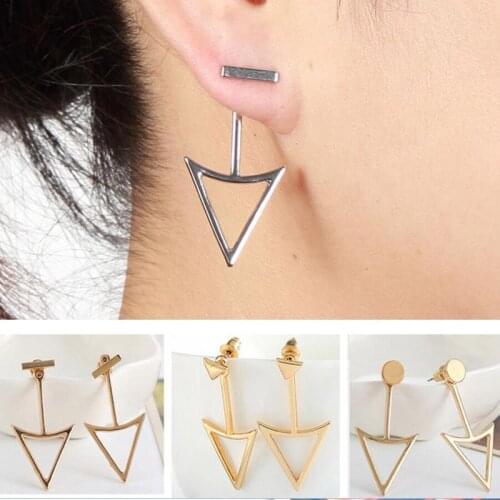 SMJEL Fashion MInimalist Bar Triangle Earrings for Women Arrow Geometric Round Ear Jackets Earings Jewelry Gifts Wholesale