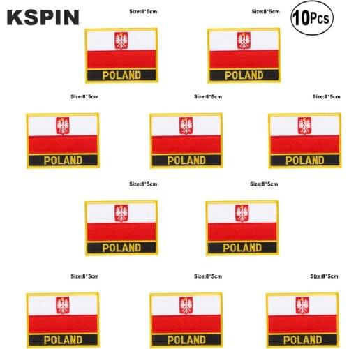 Poland Flag Embroidery Patches Iron on Saw on Transfer patches Sewing Applications for Clothes in Home&Garden