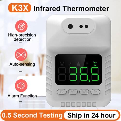 K3X Mini Wall-mounted Infrared Termometro LED Display Handsfree Digital Forehead Temperature Gun For Office Factory Restaurant
