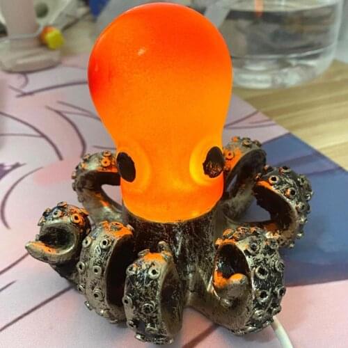 USB Power Octopus Desk Lamp Vintage Exquisite Sea Animal Pattern 3D Octopus Resin Retro Octopus Table Night Light for Bed Room