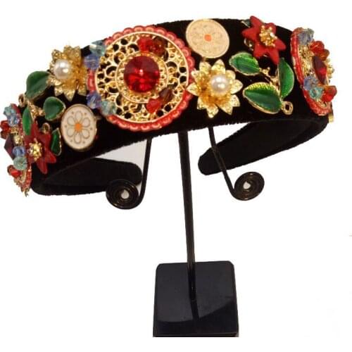 New Limited Edition Baroque Multicolor Flowers Crown Handmade Tiara Crystal Wide Headbands Wedding Hair Jewelry Gift For Women