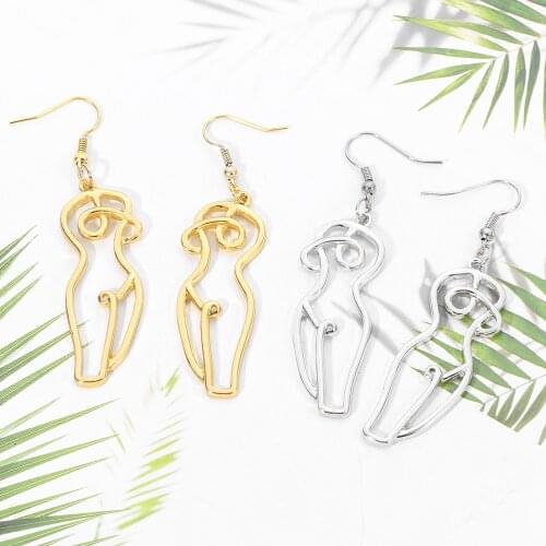 2020 New Creative Design Freedom Female Body Wire Drop Earrings Abstract Body Women Big Statement Dangle Earrings Gifts