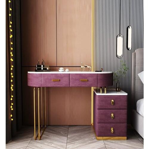 The New Small Make-up Table Dresser Bedroom Modern Minimal Light Luxury Make-up Table Locker In One Ins Wind Vanity Mirror Desk