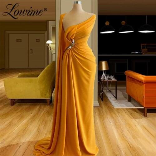 Orange Chiffon Long Party Dress Formal Dresses Middle East Dubai Cheap Evening Gown 2020 Mermaid Prom Dress Robe De Soiree