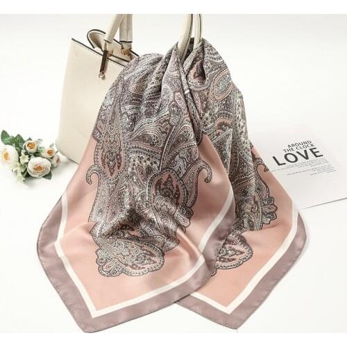 New 2021 Square Silk Scarf Women Headband Foulard Lady Shawls Wraps Print Office Small Neck Scarves Kerchief Bandana Pashmina