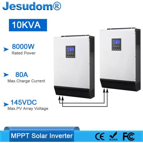 Solar Inverter 10000VA Off Grid Inverter 48V 80A MPPT Controller to 220V Pure Sine Wave Hybrid Inverter With 60A Battery Charger