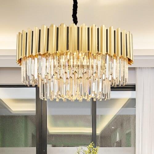 Modern Luxury Led K9 Clear Crystal Ceiling Chandelier Light Kids Room Decoration Stainless Steel Chandelier