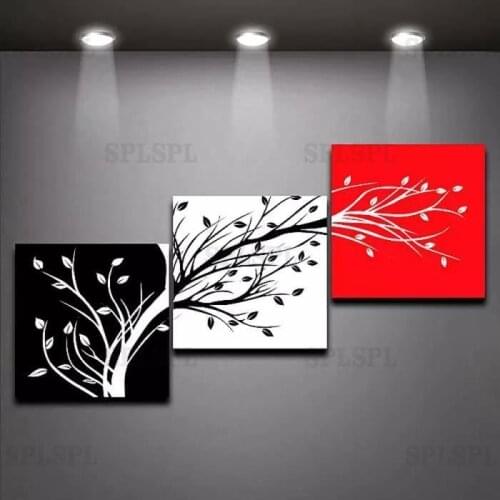 Three-color Trees 3 Panels Image Modern Oil Painting Printed On Canvas For Bedroom Living Room Home Wall Decor