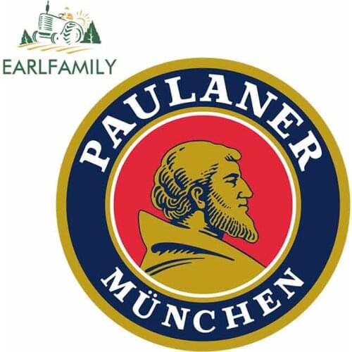 EARLFAMILY 13cm x 13cm For Paulaner Munchen Vinyl Decal Sticker Sunscreen Personality Car Creative Stickers Car Decoration
