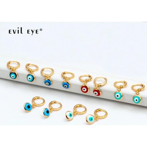 EVIL EYE Drop Earrings Gold Color Copper Hanging Red Blue Turkish Eye Dangle Earrings Fashion Jewelry for Women Ladies EY6456