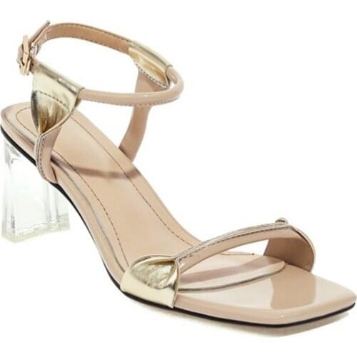 QPLYXCO Zapatos De Mujer Women Sandals 2021 Pumps High Heels Peep Toe Clear Heels For Women Party Wedding Shoes Size 32-43 3809