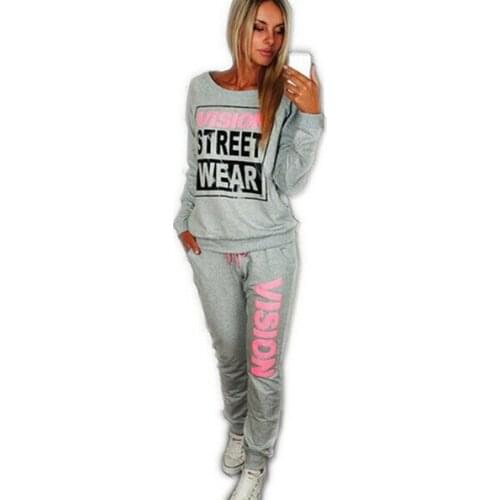 Spring autumn round collar sleeve letter two-color sweater long sleeve two-piece suit women 1067 LQ0085