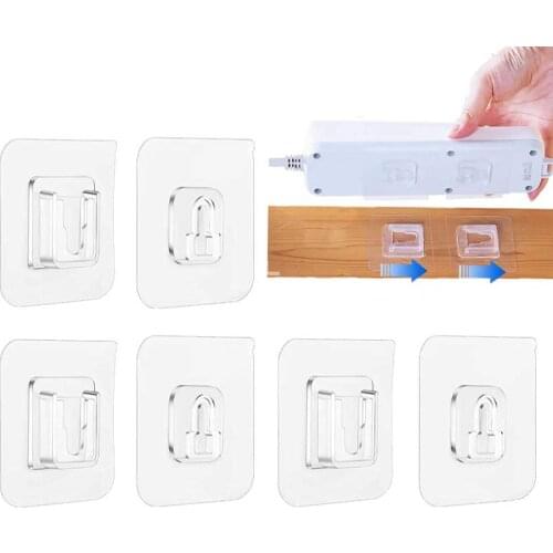 10 Pairs Double Sided Adhesive Hooks Transparent Wall Hooks Waterproof Oil-Proof Wall-Sticking Hooks for Bathroom and Kitchen