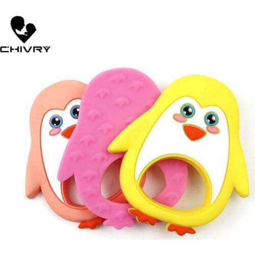 10Pcs Cute Cartoon Baby Teether Food Grade Silicone Animal Penguin Shape Baby Teething Necklace Toys DIY Newborn Gifts