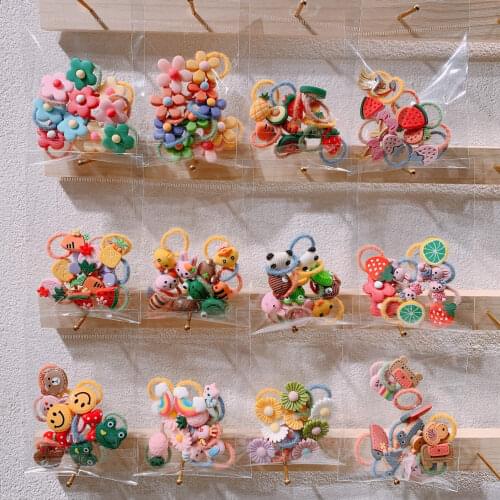 10PCS Girls Cute Cartoon Hair Bands Newborn Baby Harmless Hair Ties Thumb Rubber Bands Suitable for Thin Hair Baby Accessories