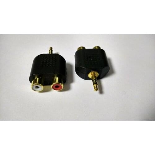 1000pcs 2 RCA Female Jack to 3.5mm Plug Stereo Male connector New