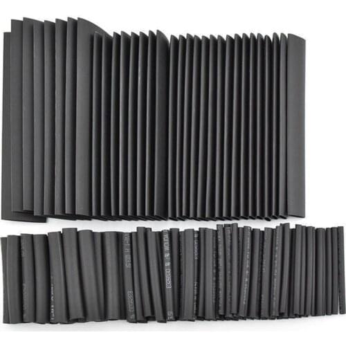 127Pcs Black Weatherproof Heat Shrink Sleeving Tubing Tube Assortment Kit Electrical Connection Electrical Wire Wrap Cable Set