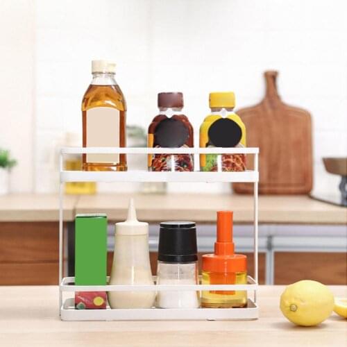 2-Tier Kitchen Storage Rack Spice Jar Condiment Can Oil Bottle Holder Organizer Saves Space Spice Bottle Organizer