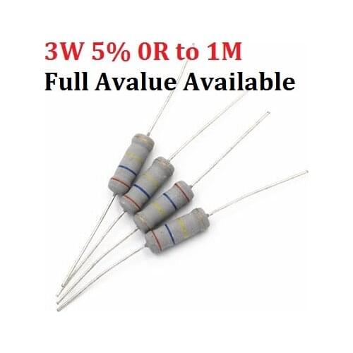 200pcs 3W (0R ~ 1M) 10K ohm Carbon Film Resistor 680R 4.7k 2.2K 1K 100K Metal film 9.1.2.3.4.5.6.7.8./k/3/5/6/7/8/0/r Free Ship