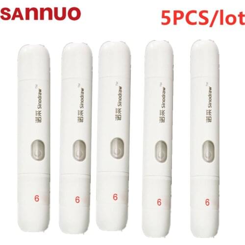 5PCS/lot Sinocare Upgraded Lancing Device Adjustable 9 Depths Settings & 250pcs Lancets for Blood Glucose Monitor Tests
