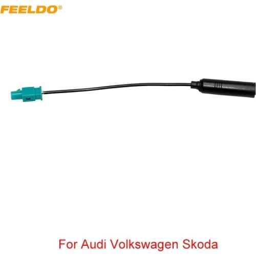 FEELDO Car Radio DIN TO FAKRA Antenna Adapter For Audi/Volkswagen/Skoda Install Aftermarket Stereo