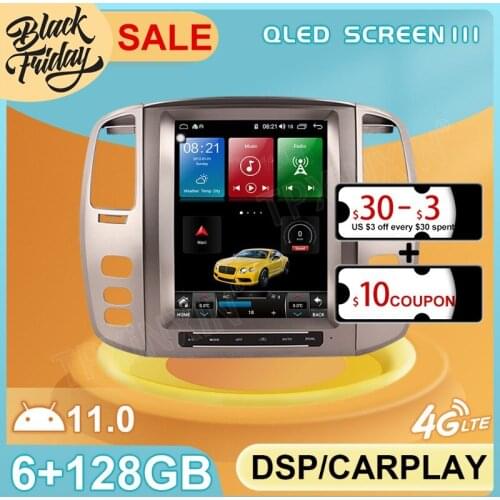 Android 11 6G+128GB Tesla Style for Lexus LX470 2002 2007 GPS Car Navigation Multimedia Video Stereo Player Radio Carplay 2 DIN