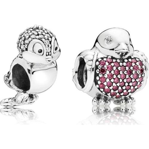 Baofu 925 Sterling Silver Beaded Shiny Bird Partner Friendship Charm Suitable For Original Female Bracelet DIY Jewelry