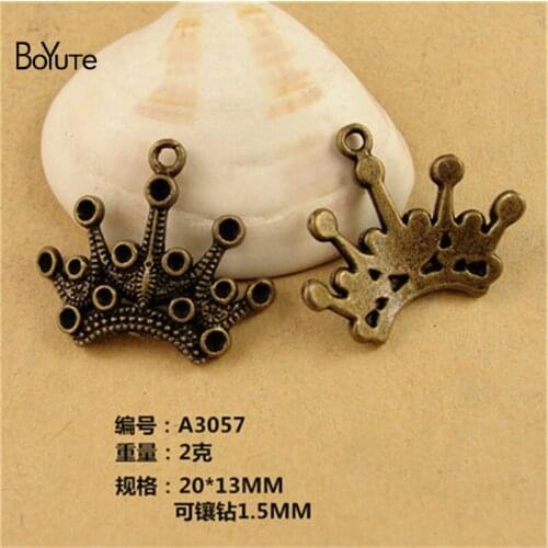 BoYuTe (50 Pieces /lot) 20*13MM Zinc Alloy Crown Charms Antique Bronze Plated Metal Pendant Charms for Jewelry Making Findings