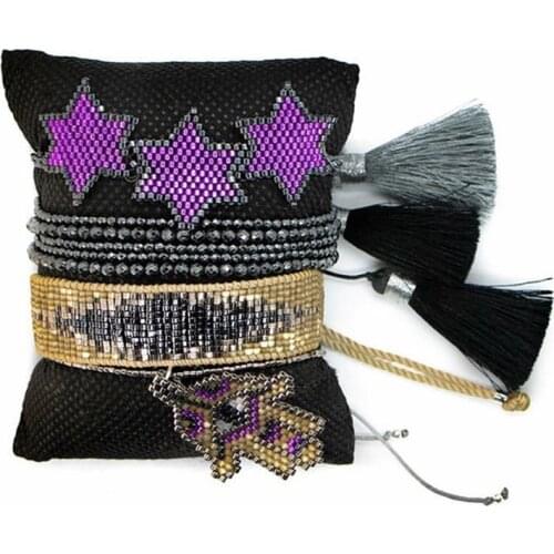 ZHONGVI Purple star Bracelet For Women New Trendy Multilayer Crystal Pulsera Friendship Tassel Jewelry Handmade Miyuki Bracelets