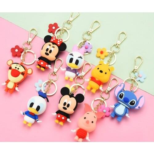 Disney Mickey Minnie Keychain Cartoon Children Toys Fashion Donald Duck Daisy Keychain Cute Stitch Winnie The Pooh Key Chain Toy