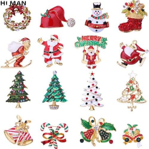 HI MAN 29 Styles Trendy Christmas Brooch Santa Claus Christmas Tree Elk Simple Cartoon Icon Brooch Fashion Holiday Gift