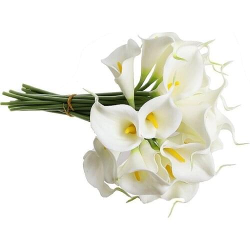Calla Lily Bridal Wedding Bouquet 10 head Latex Real Touch KC51 White