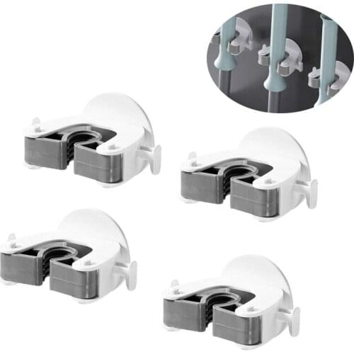 4 Pcs Mop Broom Holder Sturdy Broom Mop Holder Wall Mounted Self Adhesive House Garden Tools Non-Slide Heavy Broom Mop Gripper